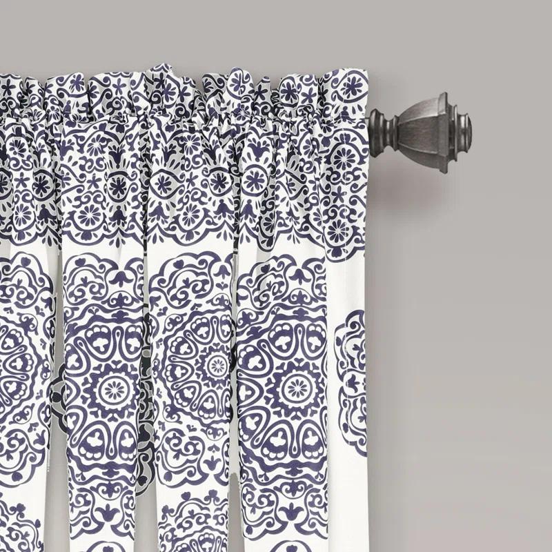Stripe Medallion Polyester Room Darkening Curtain Pair (Set of 2)