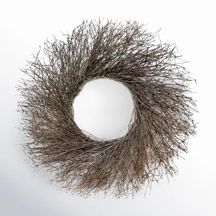 Dried Flowers and Wreaths LLC Dried Natural Quail Brush Twigs 22" Fall Wreath