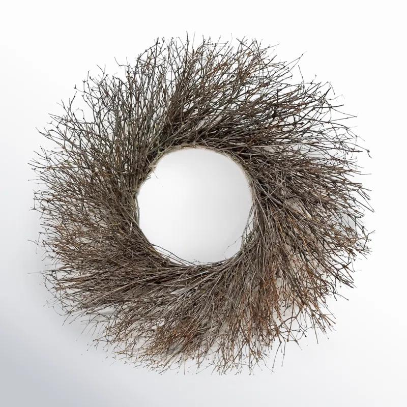 Dried Flowers and Wreaths LLC Dried Natural Quail Brush Twigs 22" Fall Wreath