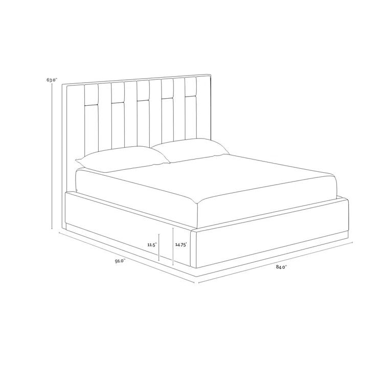 King Light Barley Upholstered Platform Bed with Metal Frame and Headboard