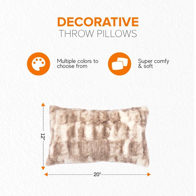 Cheer Collection Geometric Faux Fur Throw Pillow
