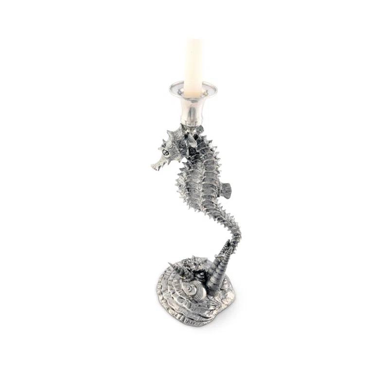 Sea And Shore 14'' H Pewter Tabletop Candlestick