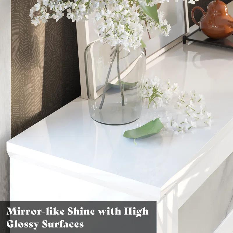 Alarriah 54" Natural Marble Highgloss 6 Drawer Dresser