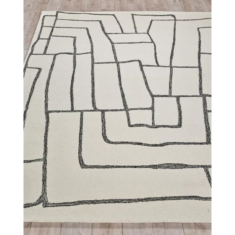 Exquisite Rugs Tangiers Handmade Hand-Tufted New Zealand Wool On Canvas Ivory/Black Area Rug