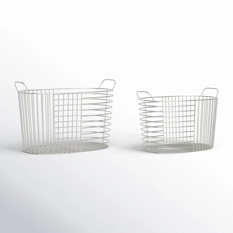 Abbie Metal Basket With Handles - Set of 2