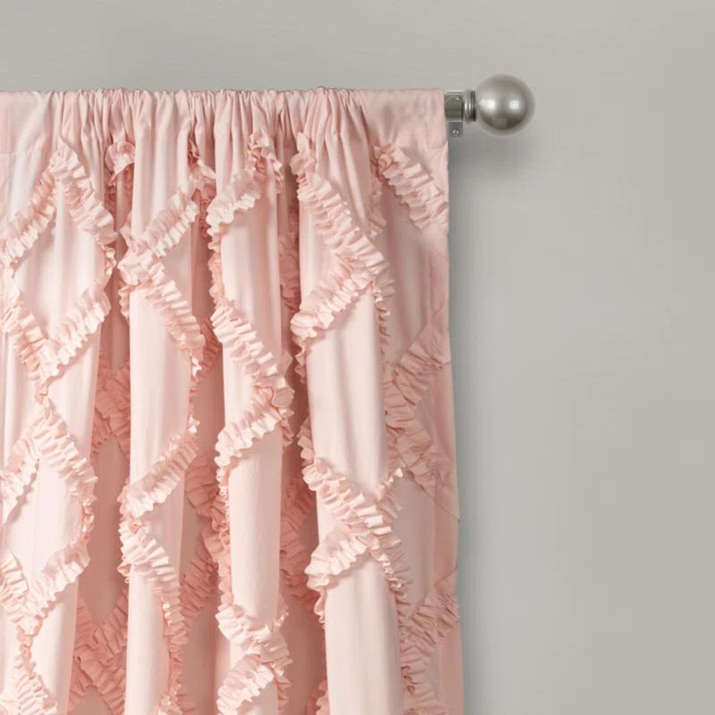 Ruffle Diamond Polyester Semi Sheer Curtain Pair (Set of 2)