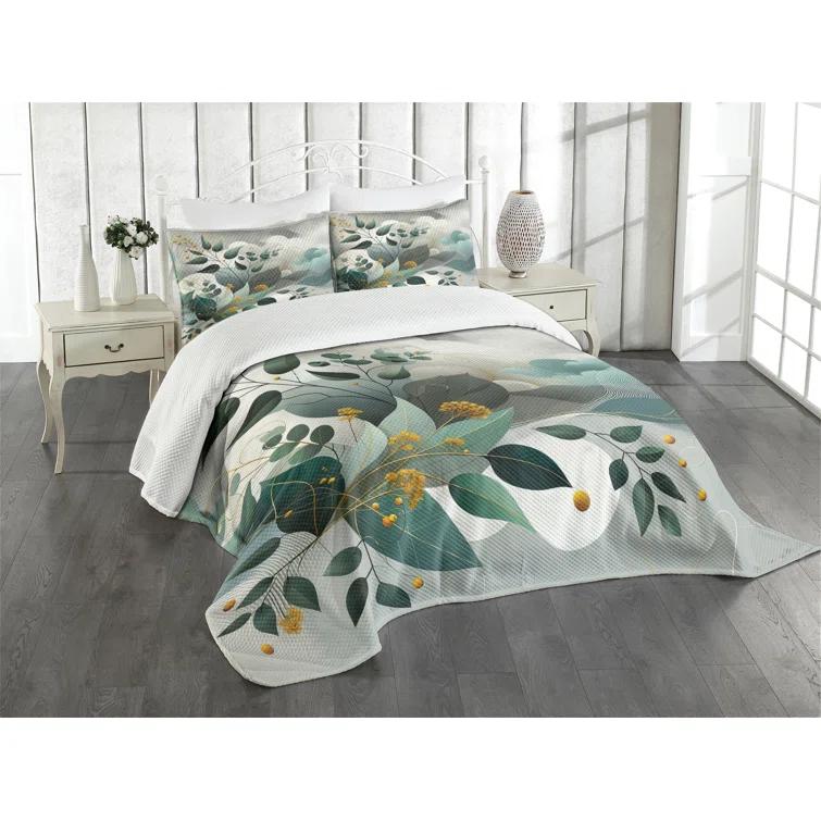 Ambesonne Floral Coverlet Set