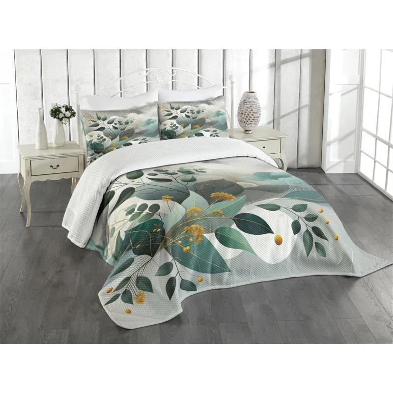 Ambesonne Floral Coverlet Set