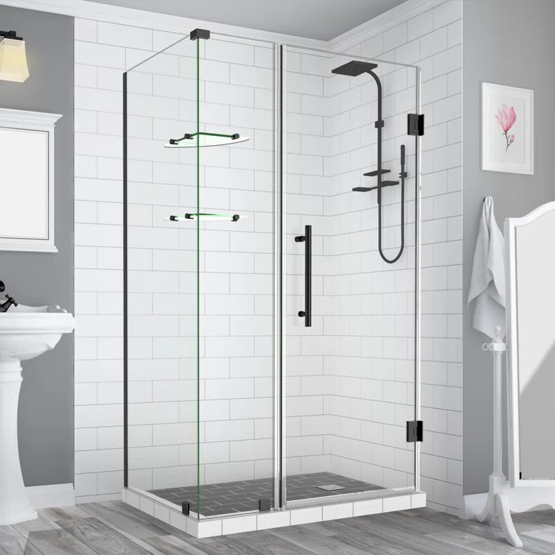 Bromley GS Frameless 51.25" x 72" Rectangle Hinged Shower Enclosure with Glass Shelves