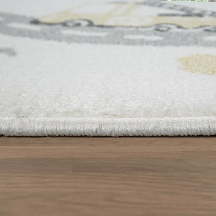 Paco Home Nursery Rug With Streets Cars And Trees Motif In Pastel Colors