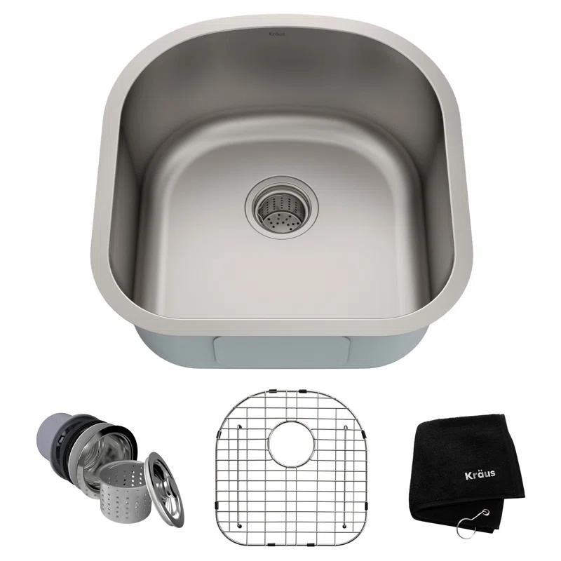 KRAUS Premier Undermount Single Bowl 18-Gauge Stainless Steel Kitchen Sink