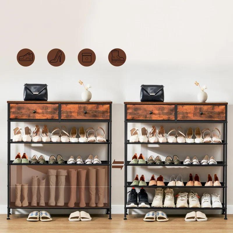 17 Stories 5 Tier Shoe Storage Organizer with 2 Drawers