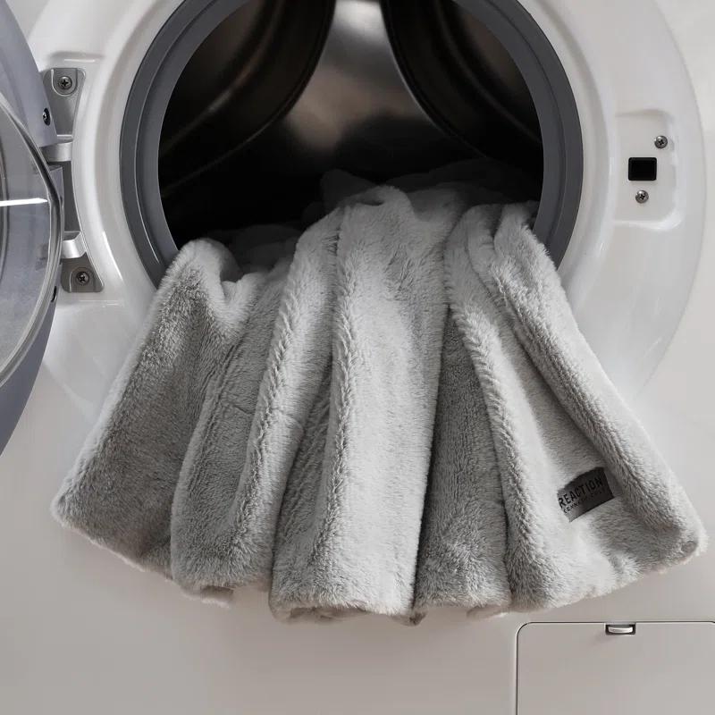 Kenneth Cole Faux Fur Solid Throw Blankets