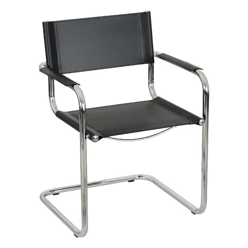 Breuer Chair Company Mart Stam Cantilever Armchair Arm Chair w/ Chrome-Plated Steel Frame (Various Bonded Leather Colors)