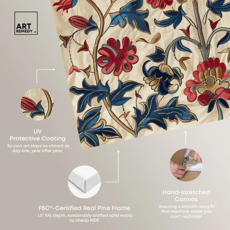 Art Remedy Ivory Floral Embroidery Chic Farmhouse Wall Art by Art Remedy