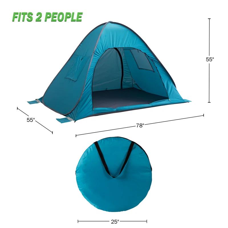 wakeman Wakeman Pop Up Beach Tent - Fits 2 People - Sun Shelter with UV Protection and Ventilation, Blue