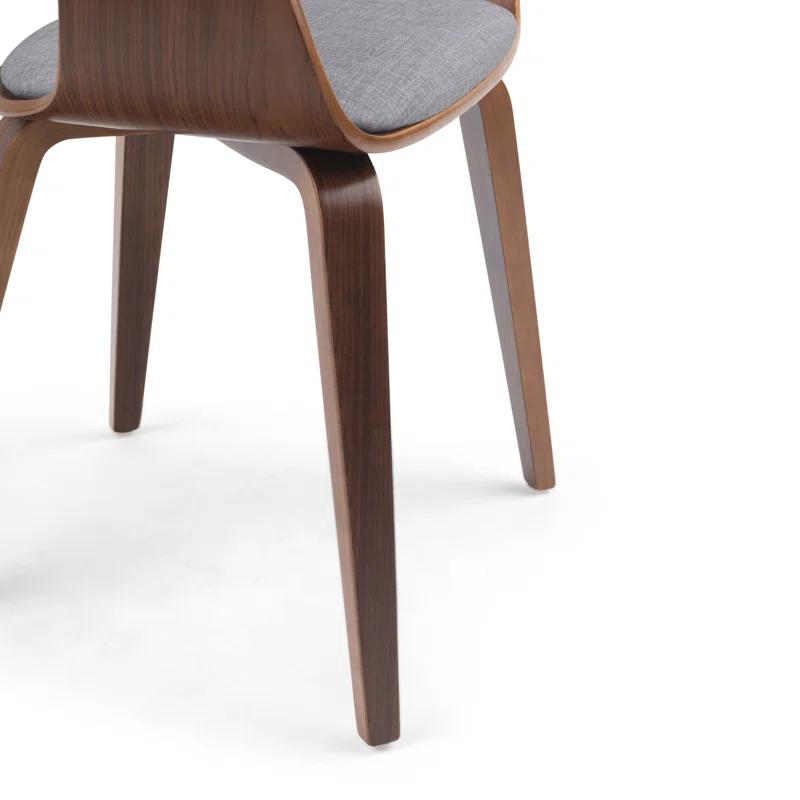 Lowell Bentwood Upholstered Dining Chair with Curved Backrest in Mid-Century Modern Style