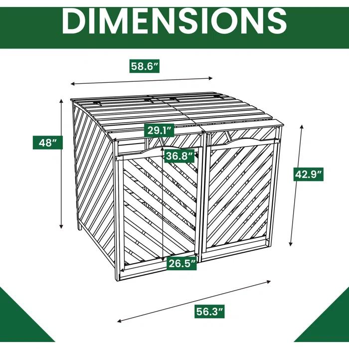 Hanover Hanover Outdoor 4.88 ft. x 3.01 ft. Wooden Trash Bin and Recyclables Storage Shed