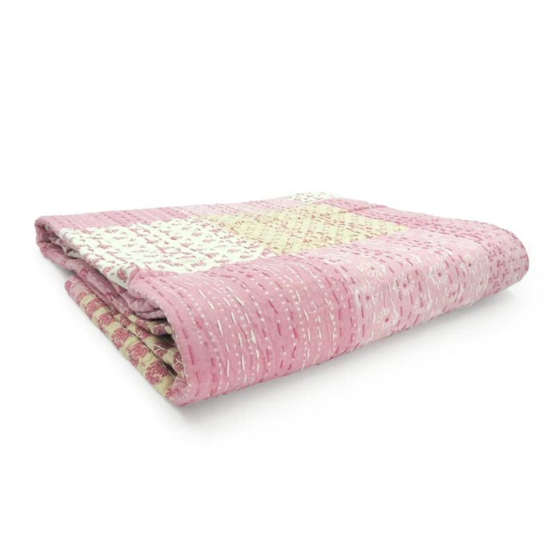 Rajani Home Advika Handmade Kantha Cotton Throw Blanket