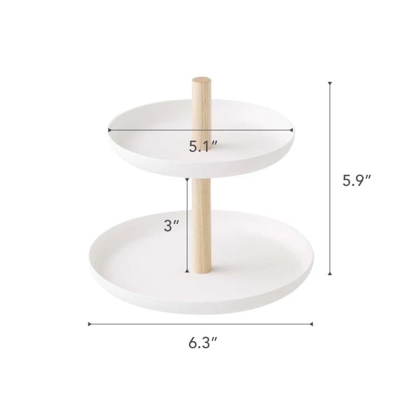 Yamazaki Home Tiered Accessory Trays, Steel + Wood