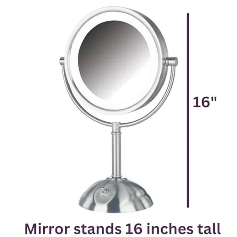 Symple Stuff 8.5" Lighted Tabletop Magnified Makeup Mirror, Plug In