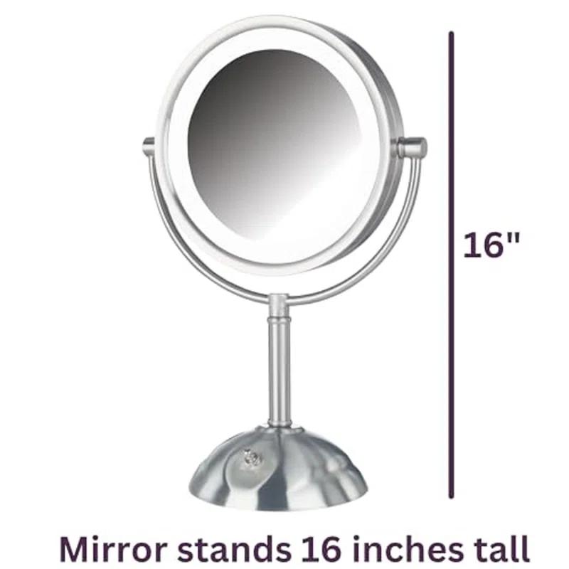 Symple Stuff 8.5" Lighted Tabletop Magnified Makeup Mirror, Plug In