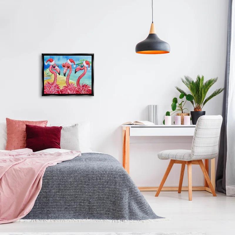 Stupell Industries " Holiday Lights Flamingos Beach " by Paul Brent