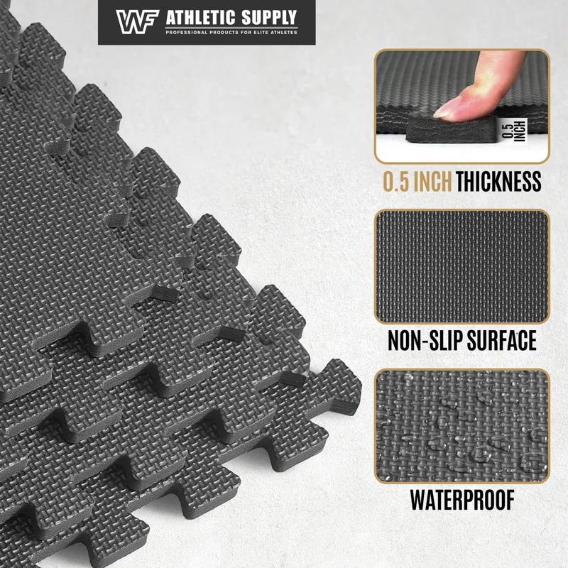 CAP Interlocking Exercise Foam Mats, 24 SQ.FT Diamond, TATAMI, T-Pattern 1/2-Inch Thickness Tiles