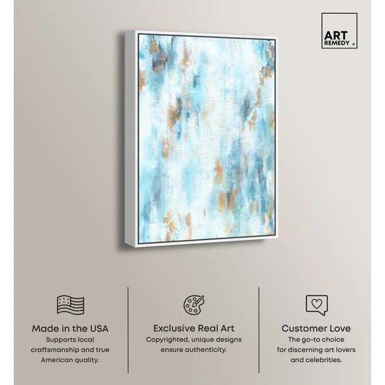 Art Remedy Art Remedy Textured Shades Framed Blue Abstract 1 Piece Canvas Wall Art 57567