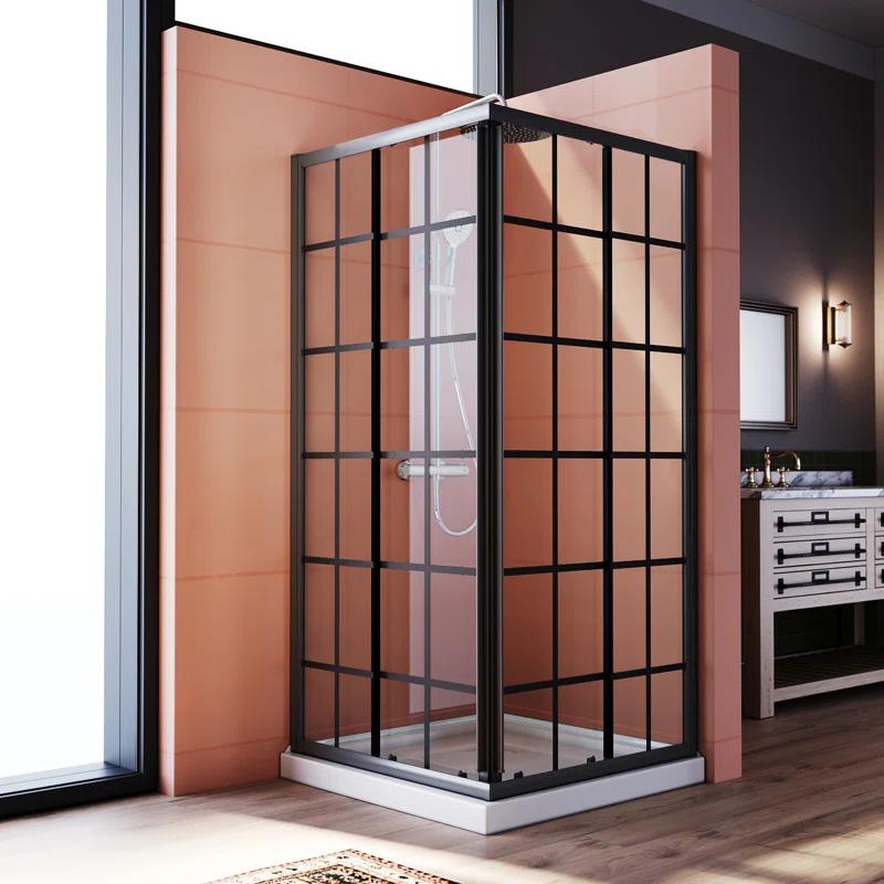 Elegant YJY-BL-343472GD-01 34"D x 34"W x 72"H Framed Square Shower Enclosure with 1/4"Clear Tempered Glass Shower Door