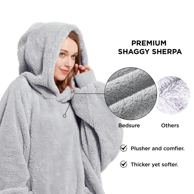 Bedsure Bedsure Wearable Blanket Hoodie Gifts For Women - Cozy Sherpa Hoodie Blanket For Adult Men, Warm Hooded Blanket Sweatshirt