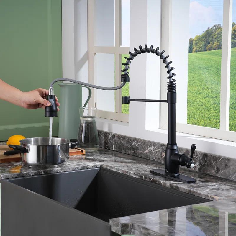 CASAINC 1.8 GPM Single-Handle Spring Pull-Down Kitchen Faucet Single Hole Faucet