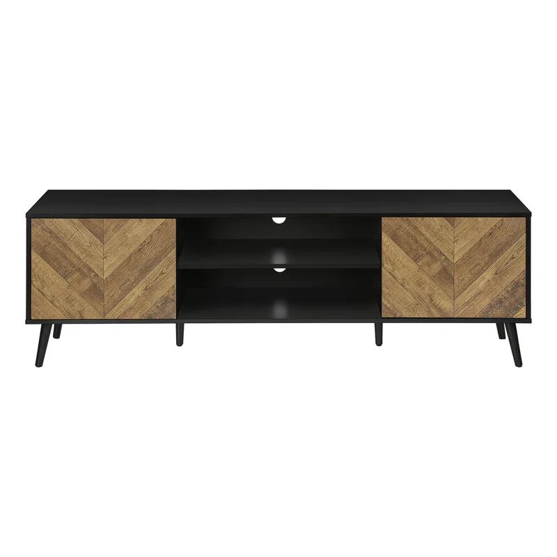 George Oliver Tv Stand, 72 Inch, Console, Media Entertainment Center, Storage Cabinet, Living Room, Bedroom And Black Laminate Metal, Contemporary, Modern