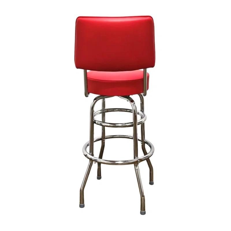 Richardson Seating Retro Home Double Ring Upholstered Swivel Bar Stool with Back