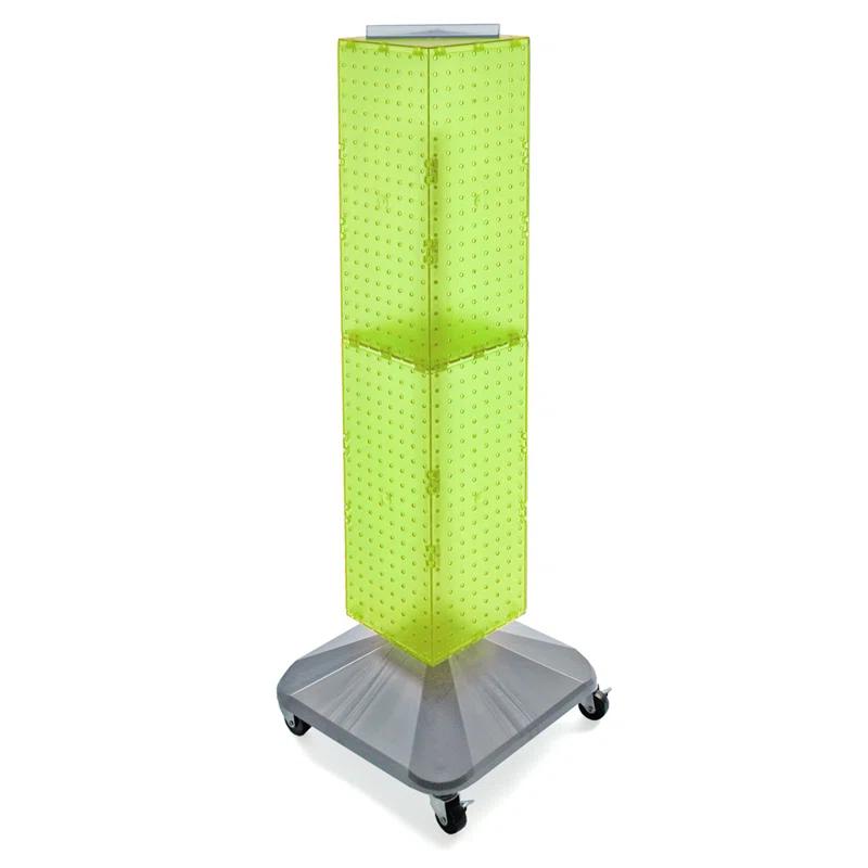 Azar Displays 703388-GRE Four-Sided Pegboard Floor Display on Revolving Wheeled Base. Spinner Rack Tower. Panel Size: 8"W x 40"H