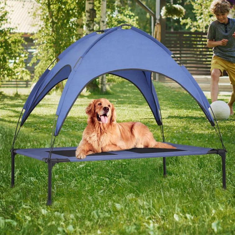 Tucker Murphy Pet™ Elevated Dog Bed With Canopy, Outdoor Dog Cot With Removable Canopy Shade Tent, Raised Pet Cot