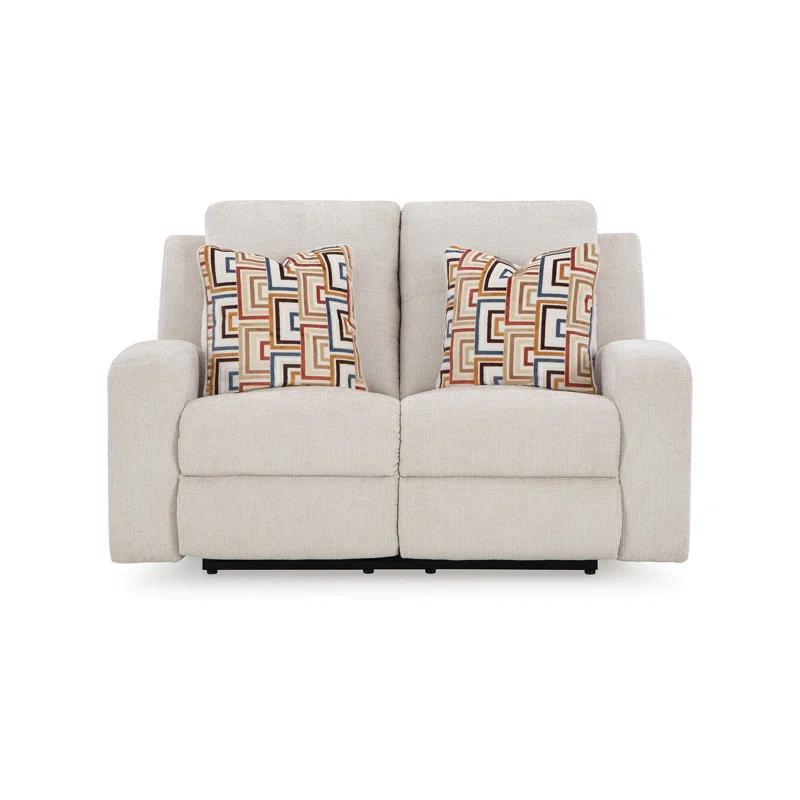 Benjara Genna Manual Recliner Loveseat, Polyester, 2 Pillow 64 Inch