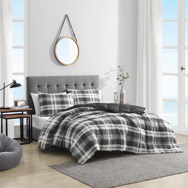 Nautica Nautica Crossview Plaid Microsuede Blue Comforter Set