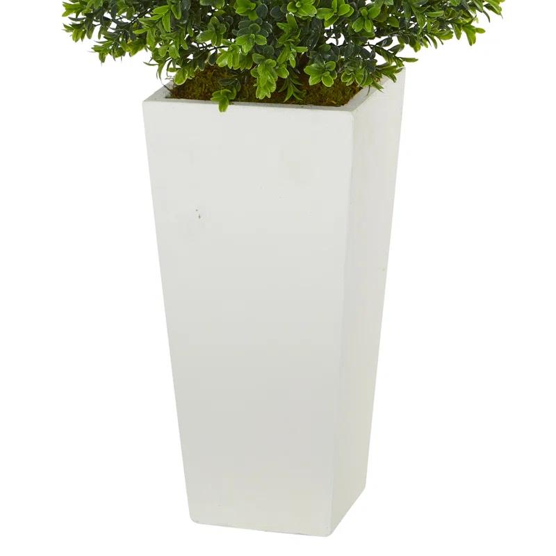 Primrue Sweet Grass Artificial Plant in White Tower Planter (Indoor/Outdoor)