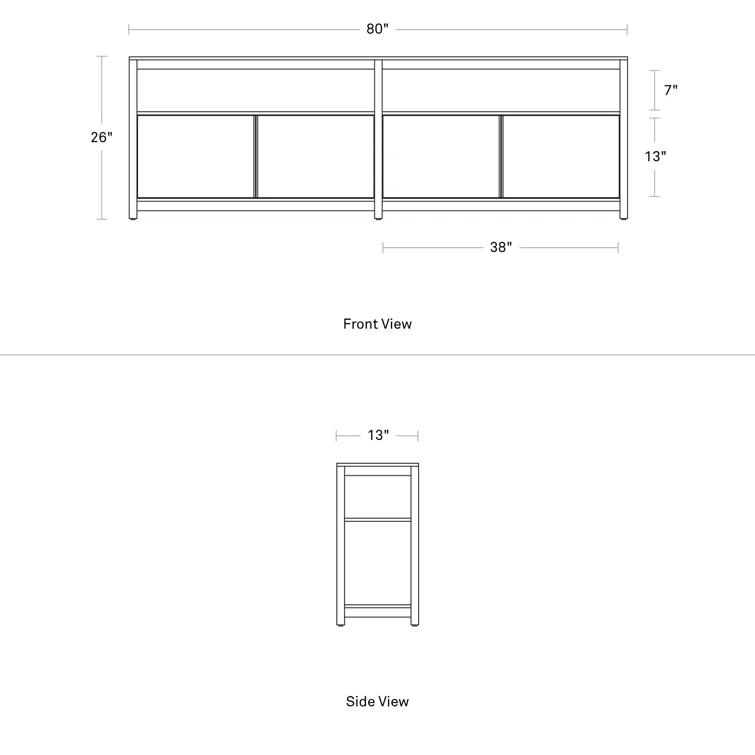 Open Plan Large Low Bookcase w/ Storage