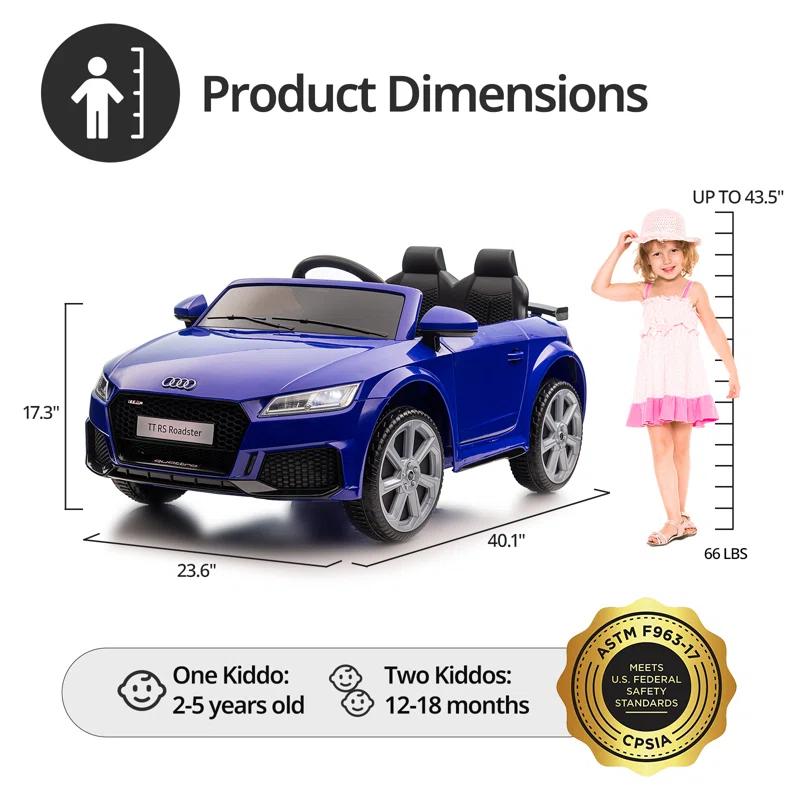 Outfunny Electric Car for Kids, Licensed Audi 6V Ride on Toy Car for Toddlers with Remote, Bluetooth