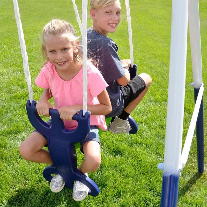 Sportspower Sportspower Outdoor Rosemead Metal Swing Set with Lifetime Warranty on 6' Double Wall Slide