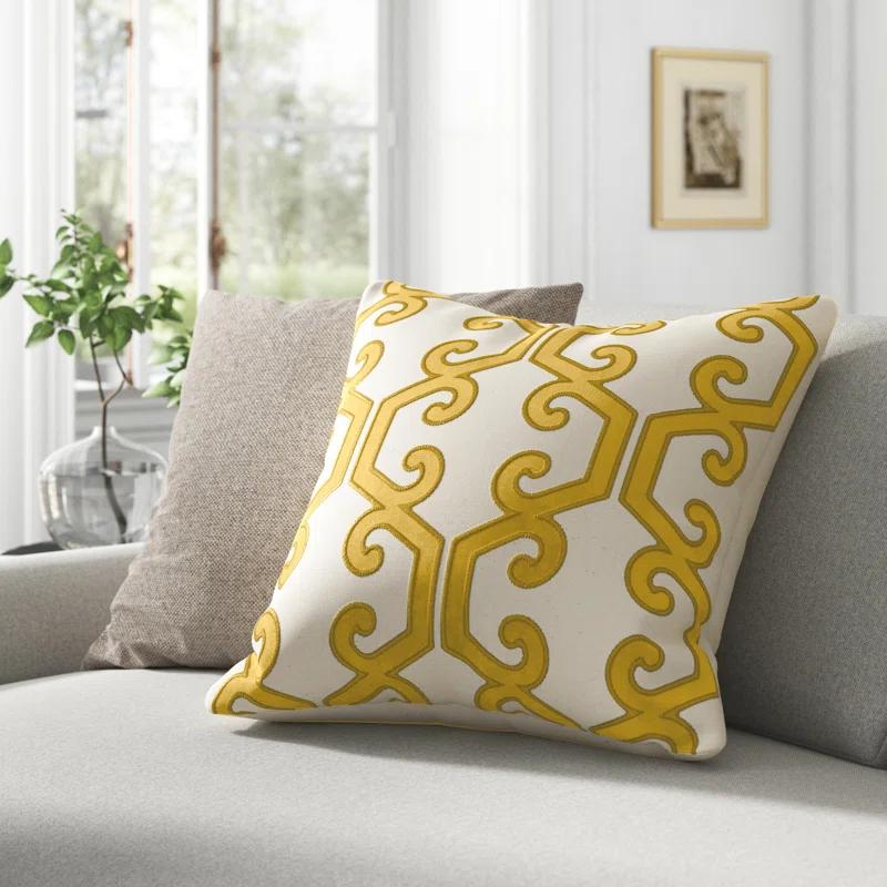 Homey Cozy  Applique Cotton Geometric Throw Pillow & Reviews | Wayfair