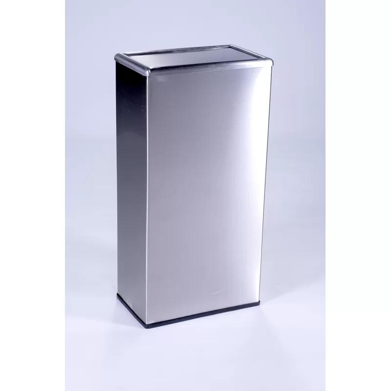 Silver Stainless Steel Commercial Swing Top Trash Can 13.5 Gallons