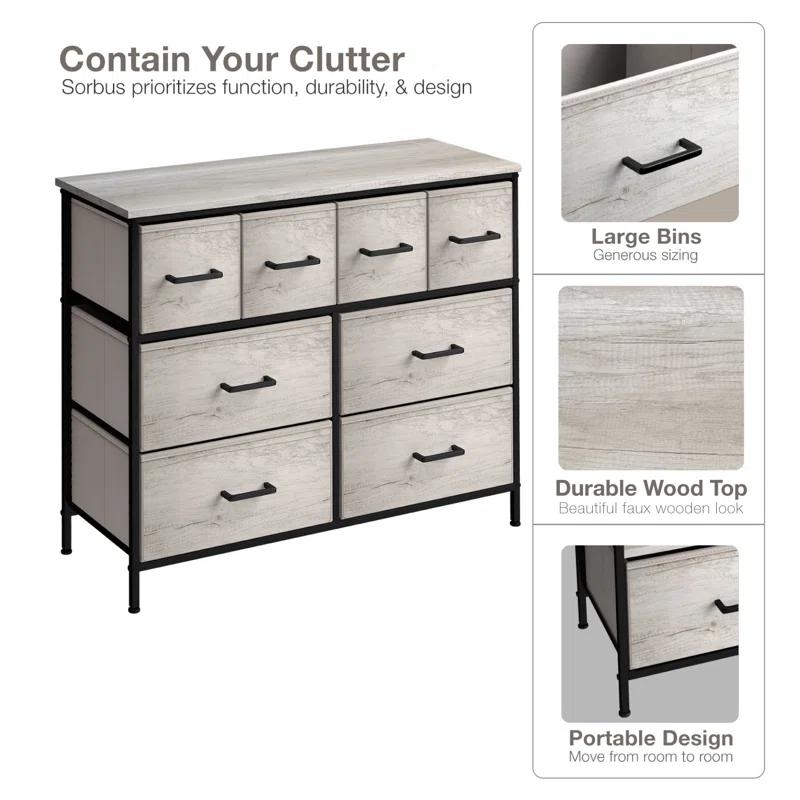 Sorbus 8 Drawers Chest Dresser with Knob Handle