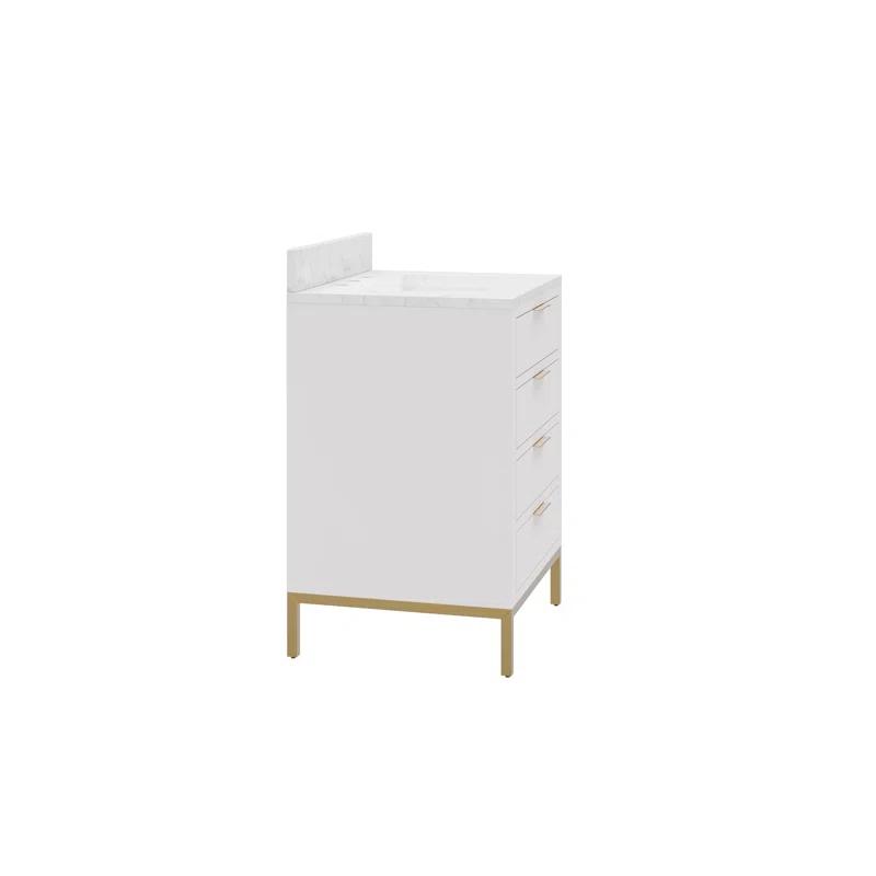 Pure White 24'' Single Sink Vanity with Carrara Marble Top