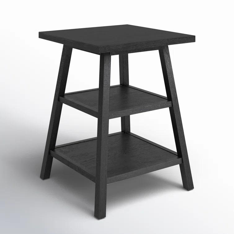 Universal Modern Farmhouse Square End Table in black Charcoal Oak wood