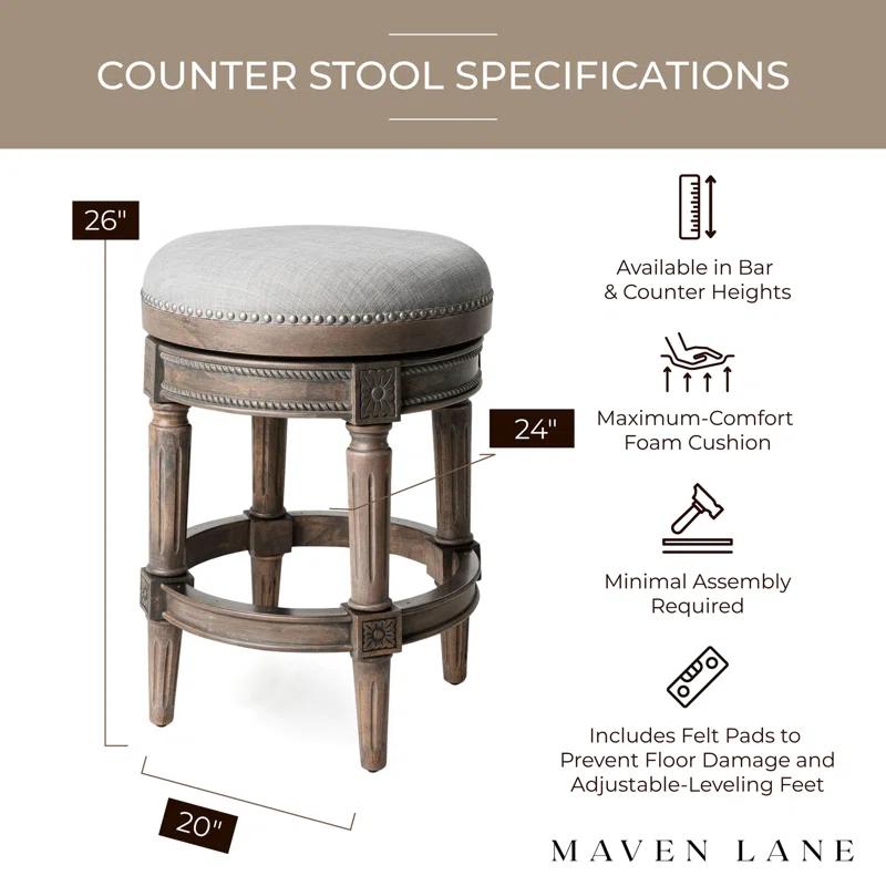 Maven Lane Maven Lane Pullman Backless Stool with Fabric Upholstery