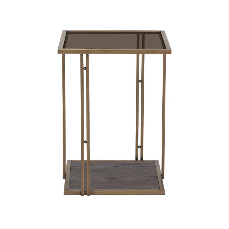 Emma Brown and Gold Glass Square Side Table