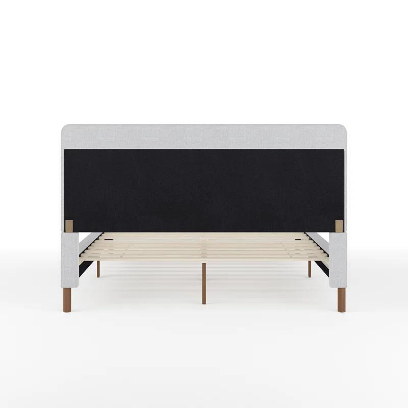 Martha Stewart Britta Upholstered Platform Bed With Piped Detail Headboard